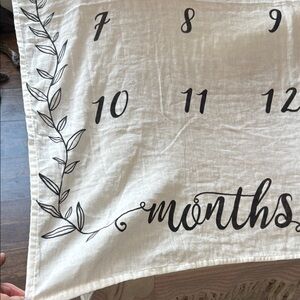 Pondering Pine White Baby Milestone Blanket with Black Script